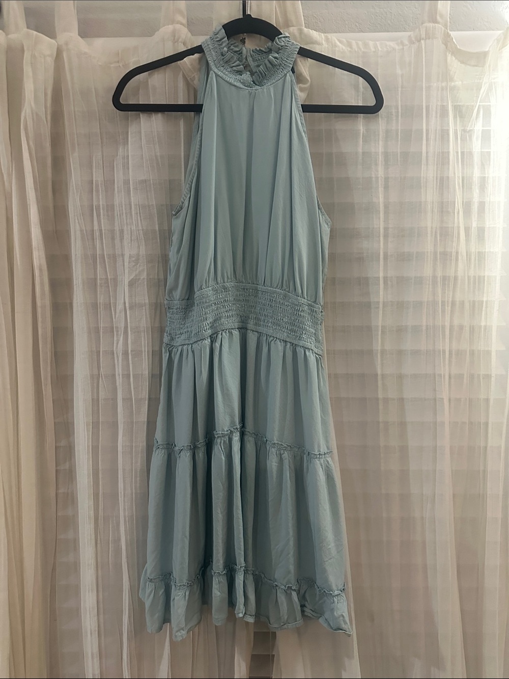 Smocked Waist Light Green Halter Dress